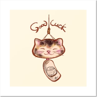 Good Luck Cat Lantern Posters and Art